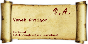 Vanek Antigon névjegykártya